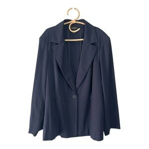 Lane Bryant Navy Blue One Button Closure Sharp Shoulder Blazer Jacket 26/28